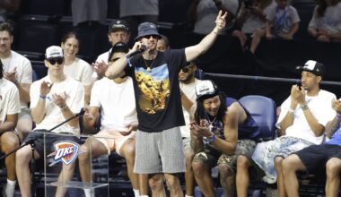 Alex Caruso repped Lakers at the Thunder championship parade