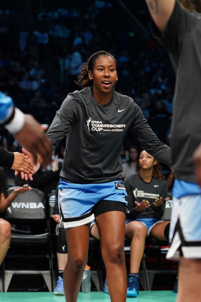 Ariel Atkins of the Chicago Sky at a WNBA game.