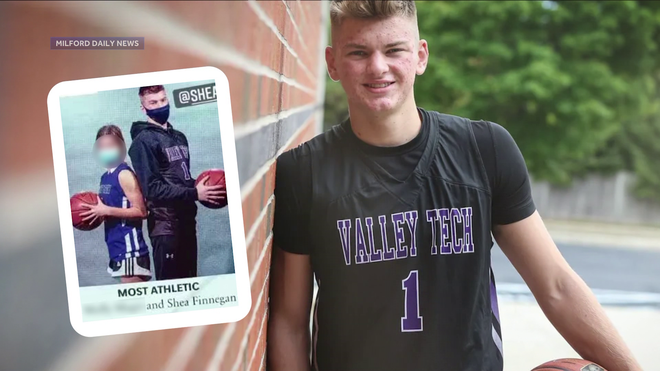 Shea Finnegan was voted "Most Athletic" in high school, but his classmates were unaware of his inner anxiety. speakers from herren wellness talk to a class at hingham high about their struggles with addiction.