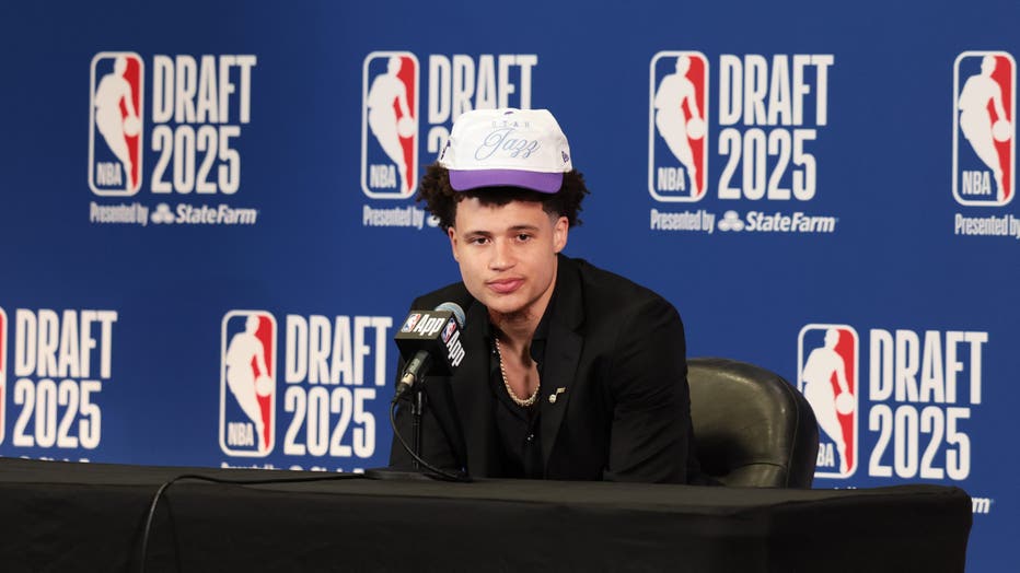 BROOKLYN, NY - JUNE 25: Walter Clayton Jr. is selected as the 18th pick by the Utah Jazz during the 2025 NBA Draft - Round One on June 25, 2025 at Barclays Center in Brooklyn, New York. NOTE TO USER: User expressly acknowledges and agrees that, by downloading and or using this photograph, User is consenting to the terms and conditions of the Getty Images License Agreement. Mandatory Copyright Notice: Copyright 2025 NBAE (Photo by Luther Schlaifer/NBAE via Getty Images)