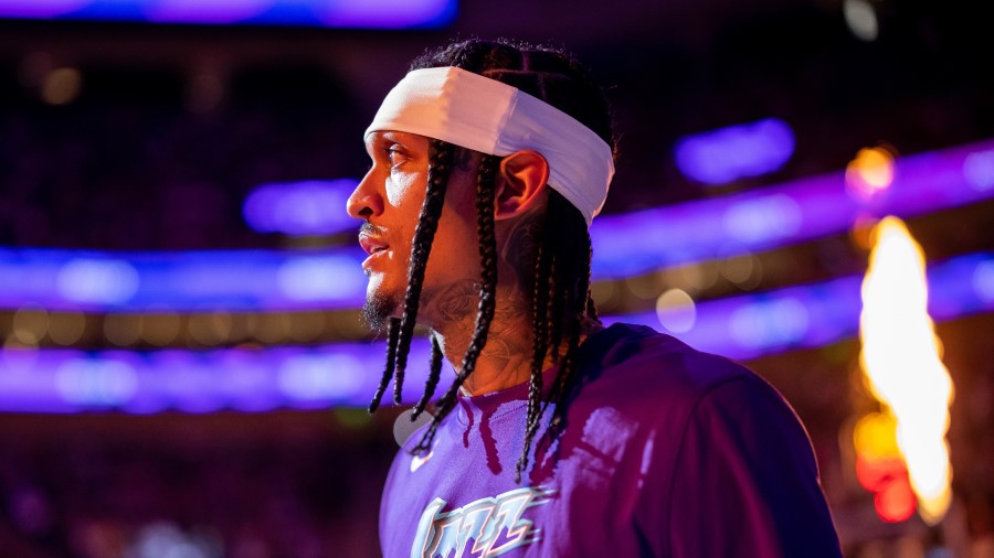 Utah Jazz guard Jordan Clarkson (00)...