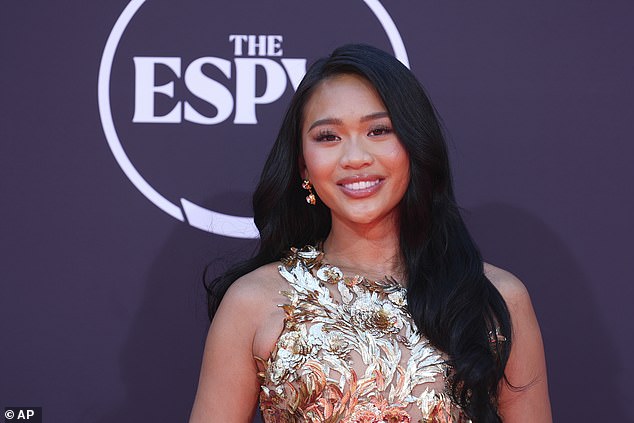Suni Lee pictured on the red carpet at the Espys in Los Angeles earlier in the week