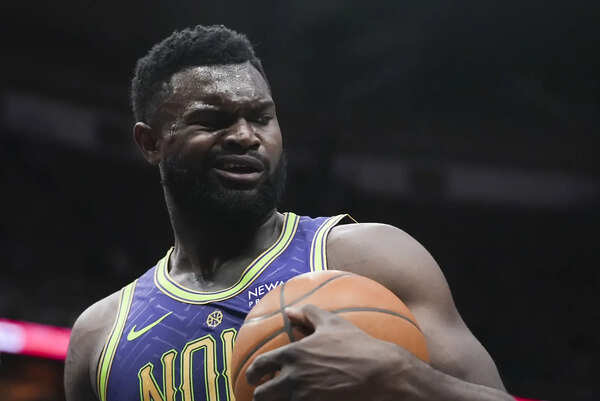 New Orleans Pelicans forward Zion Williamson reacts to an official's call in the first half of an NBA basketball game against the Minnesota Timberwolves in New Orleans, Tuesday, Jan. 7, 2025. (Image via AP Photo/Gerald Herbert) Pelicans suspend Zion Williamson for 1 game against 76ers for violation of team policies
