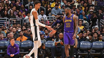LeBron James embraces Victor Wembanyama after San Antonio Spurs star gets medical clearance to return to basketball action