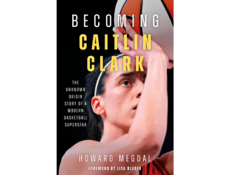 Photo of the cover of "Becoming Caitlin Clark," a new book written by Howard Megdal.