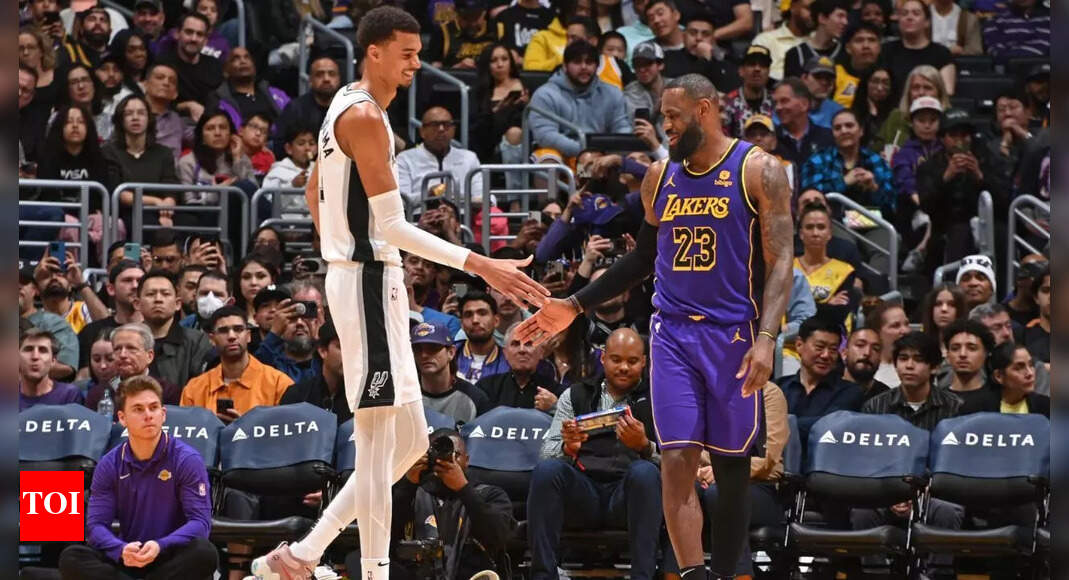 LeBron James embraces Victor Wembanyama after San Antonio Spurs star gets medical clearance to return to basketball action | NBA News