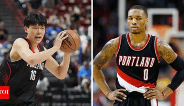 Portland Trailblazer rookie Yang Hansen reacts to Damian Lillard’s blockbuster return after signing a staggering $42 million contract | NBA News