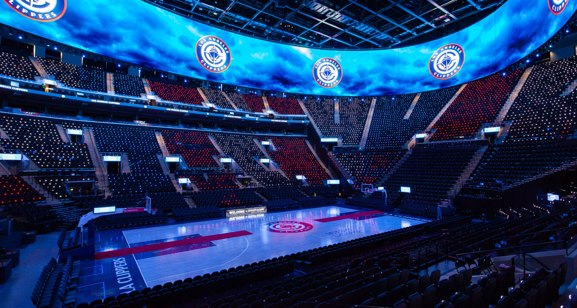The new Clippers arena’s scoreboard can launch T-shirts into the cheap seats