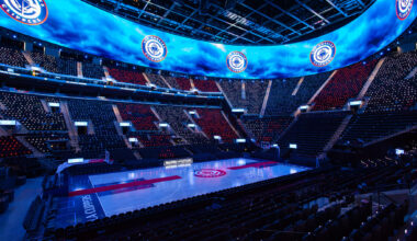 The new Clippers arena’s scoreboard can launch T-shirts into the cheap seats