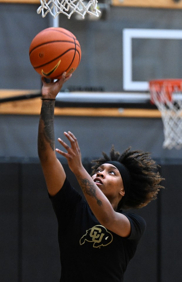 Colorado junior Desiree Wooten during women's basketball practice at the CU Events Center on July 16, 2025, in Boulder, Colo. (Cliff Grassmick/Staff Photographer)