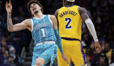 Charlotte's LaMelo Ball leaves game against Lakers in second quarter with left ankle injury