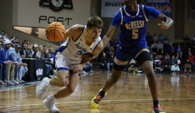 South Dakota State guard Joe Sayler gets past McNeese State