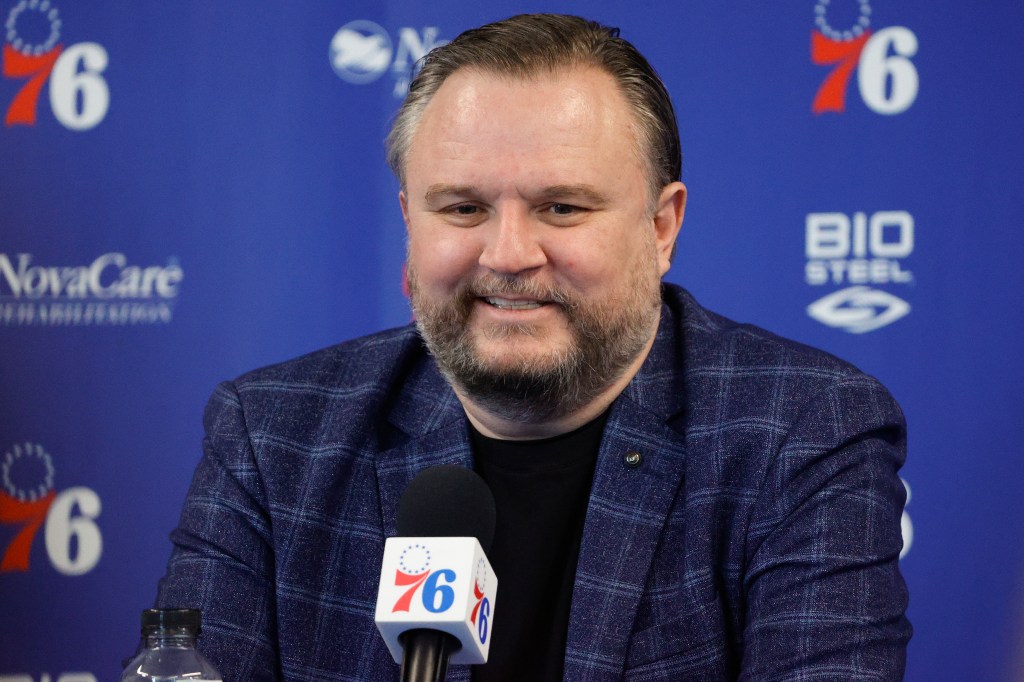 Philadelphia 76ers president Daryl Morey at a press conference.