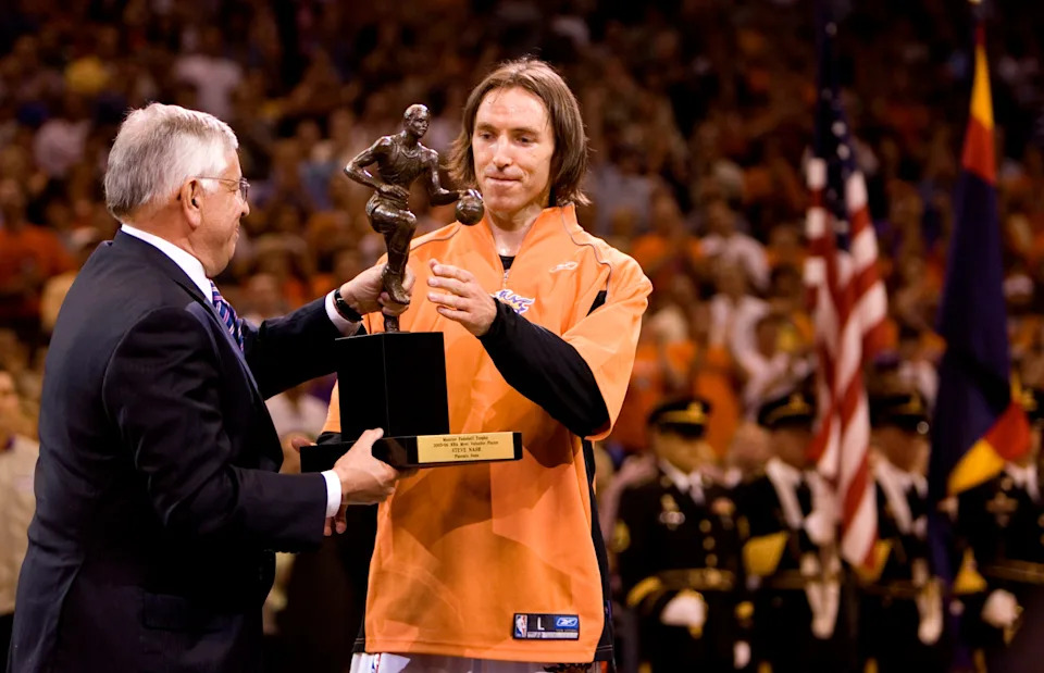 Steve Nash was a two-time MVP for the Phoenix Suns. Nash was inducted in the Naismith Memorial Basketball Hall of Fame in 2018.