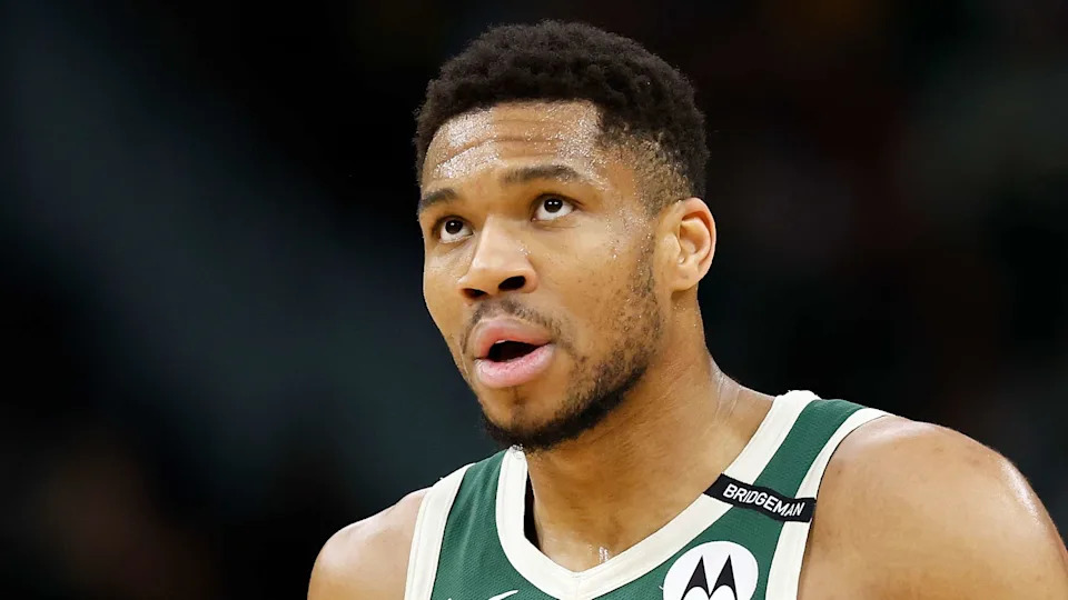 MILWAUKEE, WISCONSIN - APRIL 25: Giannis Antetokounmpo #34 of the Milwaukee Bucks walks down court against the Indiana Pacers during game three of the first round of the 2025 NBA playoffs at Fiserv Forum on April 25, 2025 in Milwaukee, Wisconsin. NOTE TO USER: User expressly acknowledges and agrees that, by downloading and or using this photograph, User is consenting to the terms and conditions of the Getty Images License Agreement. (Photo by John Fisher/Getty Images)