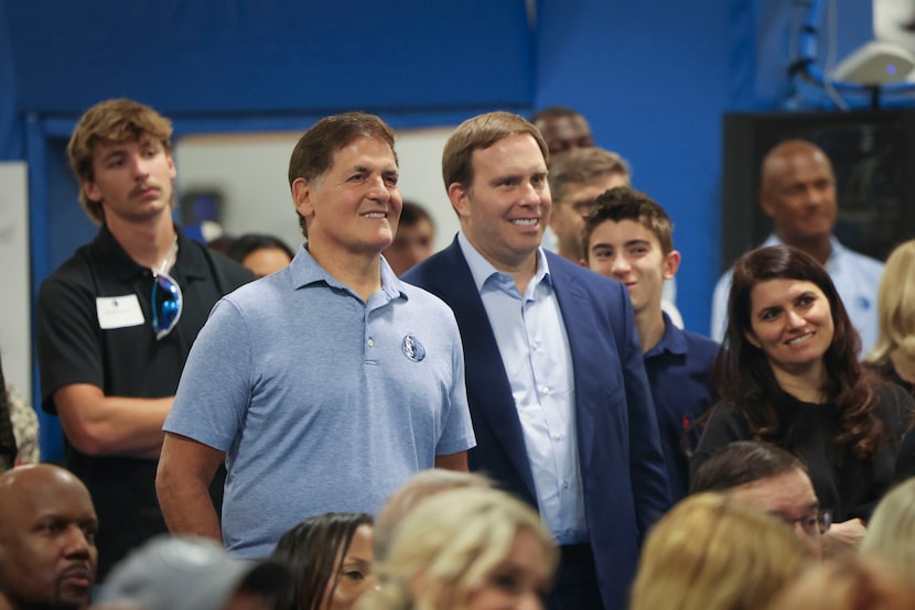 Dallas Mavericks governor Patrick Dumont, shown with minority owner Mark Cuban during last...