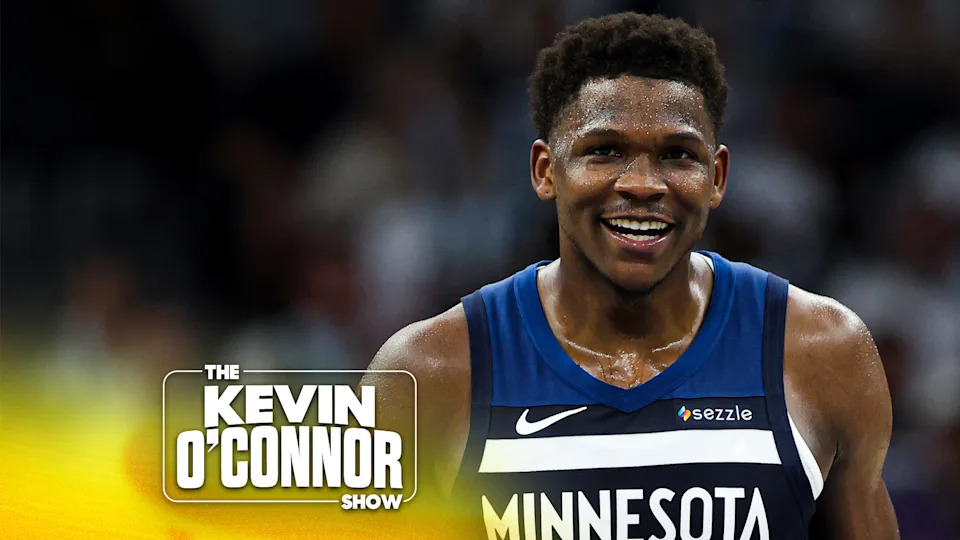 Anthony Edwards #5 of the Minnesota Timberwolves reacts after scoring during the third quarter of Game Five of the Western Conference Second Round NBA Playoffs against the Golden State Warriors at Target Center on May 14, 2025 in Minneapolis, Minnesota. (Photo by Ellen Schmidt/Getty Images)