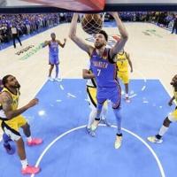 Chet Holmgren of the Oklahoma City Thunder throws down a dunk in the Thunder's NBA title-clinching victory over the Indiana Pacers in game seven of the NBA Finals | News