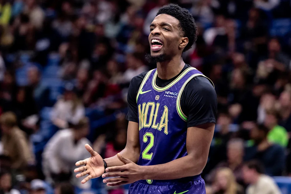 Dec 30, 2024; New Orleans, Louisiana, USA; New Orleans Pelicans forward Herbert Jones (2) against the LA Clippers on a free throw attempt during the first half at Smoothie King Center. Mandatory Credit: Stephen Lew-Imagn Images