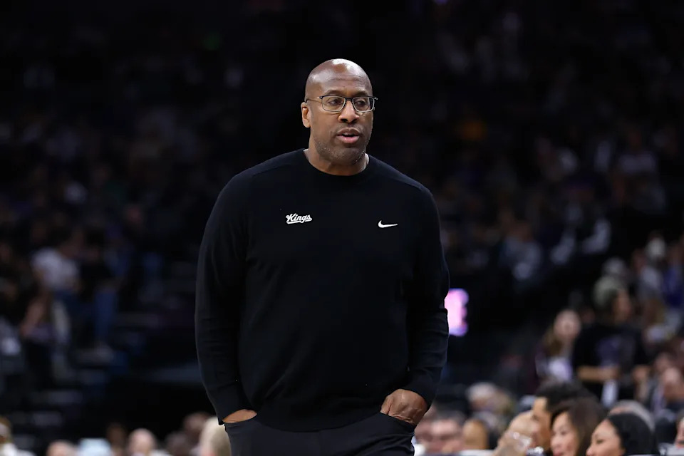 SACRAMENTO, CALIFORNIA - DECEMBER 22: Sacramento Kings head coach Mike Brown looks on during the game against the Indiana Pacers at Golden 1 Center on December 22, 2024 in Sacramento, California. NOTE TO USER: User expressly acknowledges and agrees that, by downloading and or using this photograph, User is consenting to the terms and conditions of the Getty Images License Agreement. (Photo by Lachlan Cunningham/Getty Images)