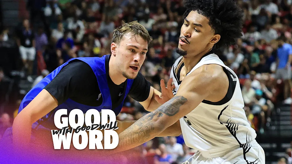Cooper Flagg and Dylan Harper battle it out at NBA Summer League. (Photo by Ethan Miller/Getty Images)