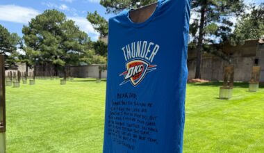 Thunder brings joy, attention to OKC Memorial with shirt left on chair