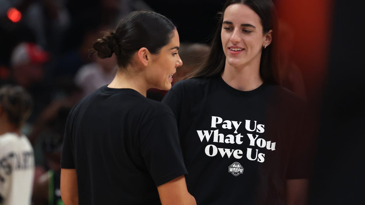 Caitlin Clark, WNBA All-Stars wear 'Pay Us What You Owe Us' shirts