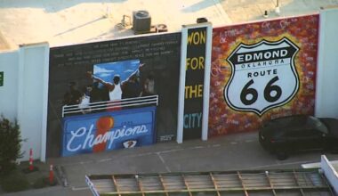 Sky 5 shows new Edmond mural celebrating Thunder's NBA title