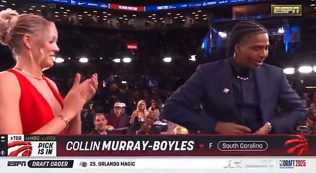 Collin Murray-Boyles was caught on camera muttering a curse word after being selected