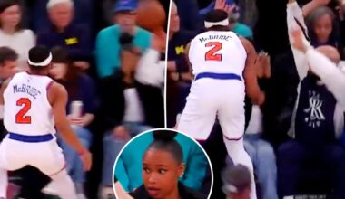 Jennifer Hudson hit in face with ball, crashed into by Knicks player