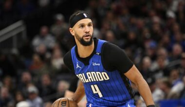 Orlando Magic starting guard Jalen Suggs is grounded for the rest of the season after undergoing surgery on his left knee. (AP Photo/Phelan M. Ebenhack)
