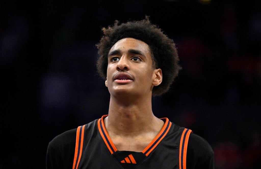 Chatsworth High School basketball player Alijah Arenas prepares to shoot a free throw in the second half of a boys CIF State Division II championship basketball game in Sacramento, March 15, 2025. 