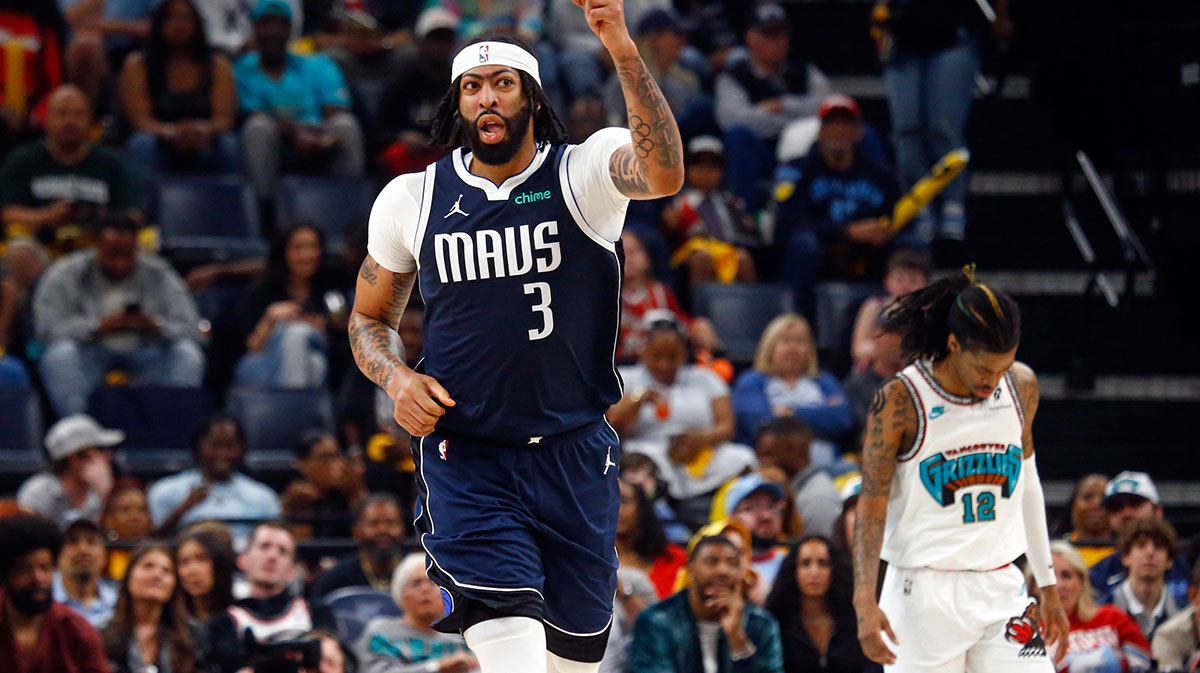 Dallas Mavericks forward Anthony Davis (3) reacts during the third quarter against the Memphis Grizzlies at FedExForum.