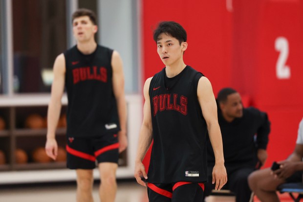 Bulls guard Yuki Kawamura practices at the Advocate Center on Monday, July 7, 2025. (Eileen T. Meslar/Chicago Tribune)
