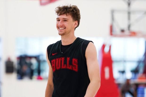 Bulls forward Matas Buzelis practices at the Advocate Center on Monday, July 7, 2025. (Eileen T. Meslar/Chicago Tribune)