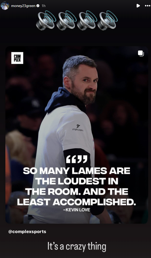 Draymond Green's Instagram Story about Kevin Love's quote