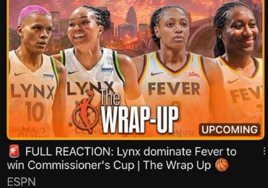 ESPN's YouTube page had a big mistake on Tuesday, teasing a video about the Lynx beating the Fever during the game, which the Fever handily won. Photo Credit: Ken Swift on X. Screen grab.