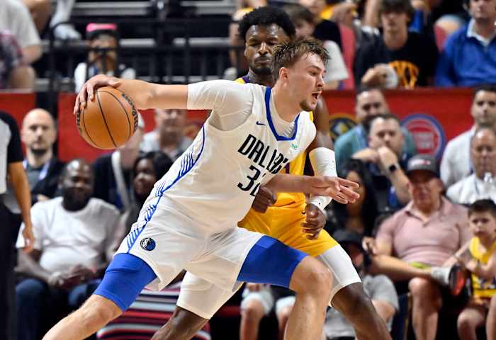 Mavericks rookie Cooper Flagg all business as he makes his professional debut at NBA Summer League