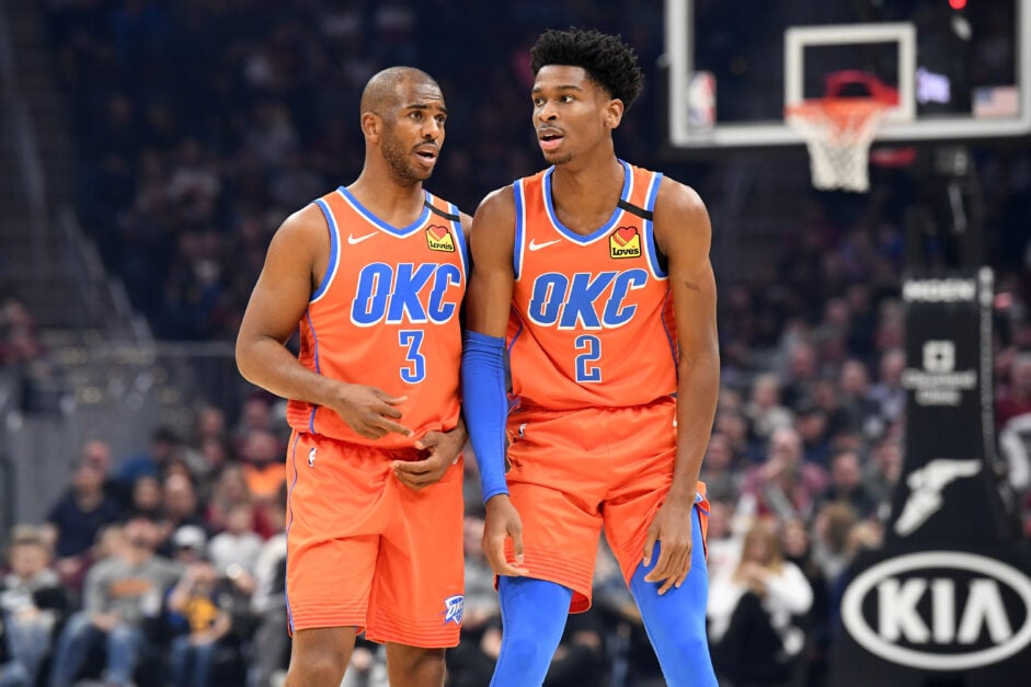 Oklahoma City Thunder guards Chris Paul and Shai Gilgeous-Alexander