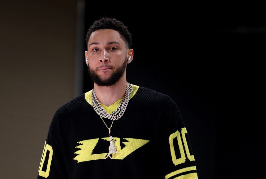 Ben Simmons #10 of the Brooklyn Nets walks in the visitor entrance before the game against the Philadelphia 76ers at Wells Fargo Center on March 10, 2022