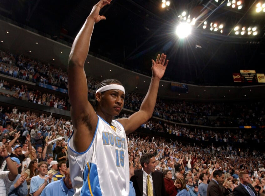 Carmelo Anthony during his stint with the Denver Nuggets, where he was a superstar forward.