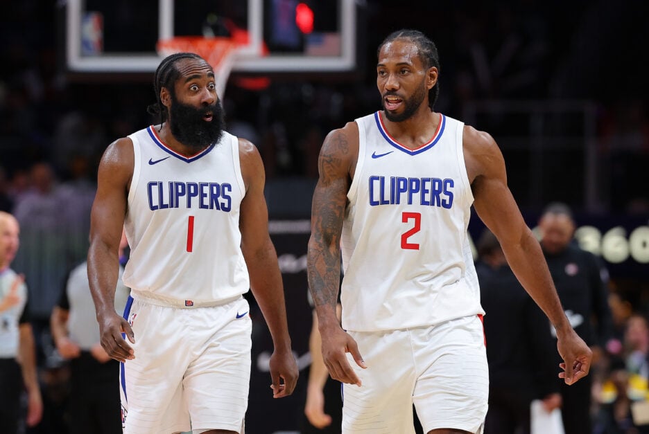 James Harden and Kawhi Leonard playing for the Los Angeles Clippers