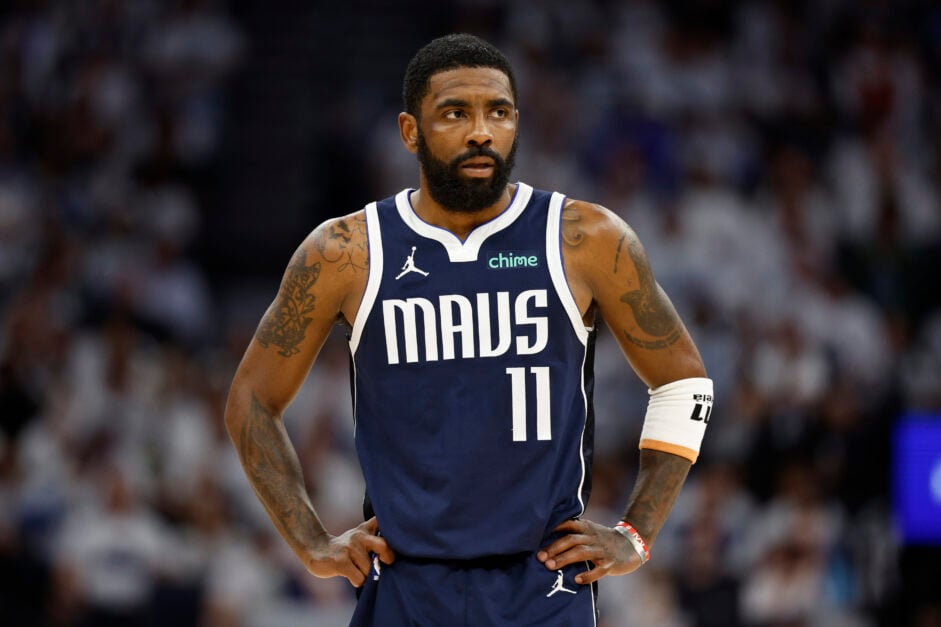 Kyrie Irving #11 of the Dallas Mavericks looks on during the first quarter against the Minnesota Timberwolves in Game One of the Western Conference Finals at Target Center on May 22, 2024 in Minneapolis, Minnesota.