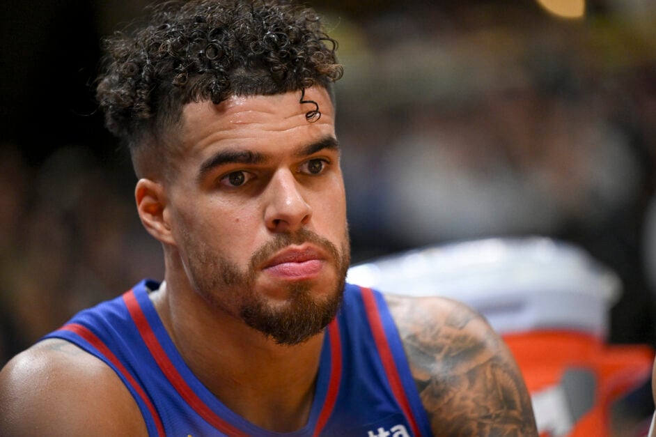 Michael Porter Jr. (1) of the Denver Nuggets sits on the bench during the second quarter against the Dallas Mavericks.