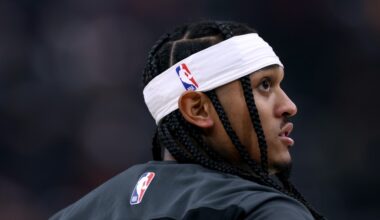 Jordan Clarkson #00 of the Utah Jazz during warm up headbands...