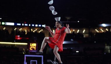 Iconic NBA Performer Falls Off 7-Foot Unicycle At Halftime