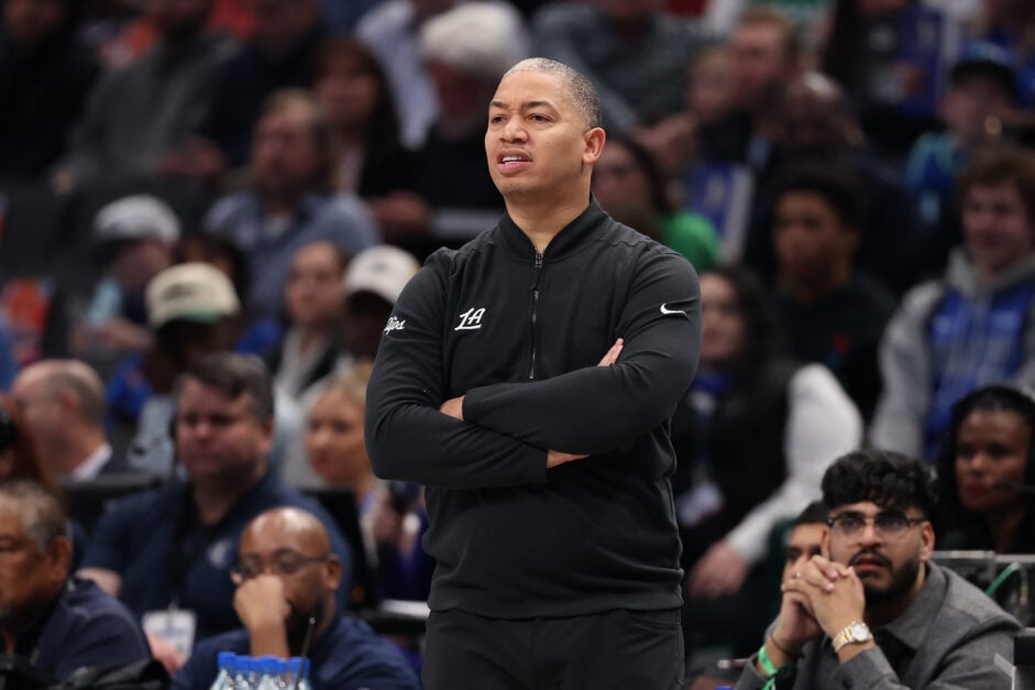 Head coach Tyronn Lue of the Los Angeles Clippers looks on during the first half against the Dallas Mavericks.