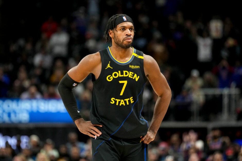 Buddy Hield #7 of the Golden State Warriors