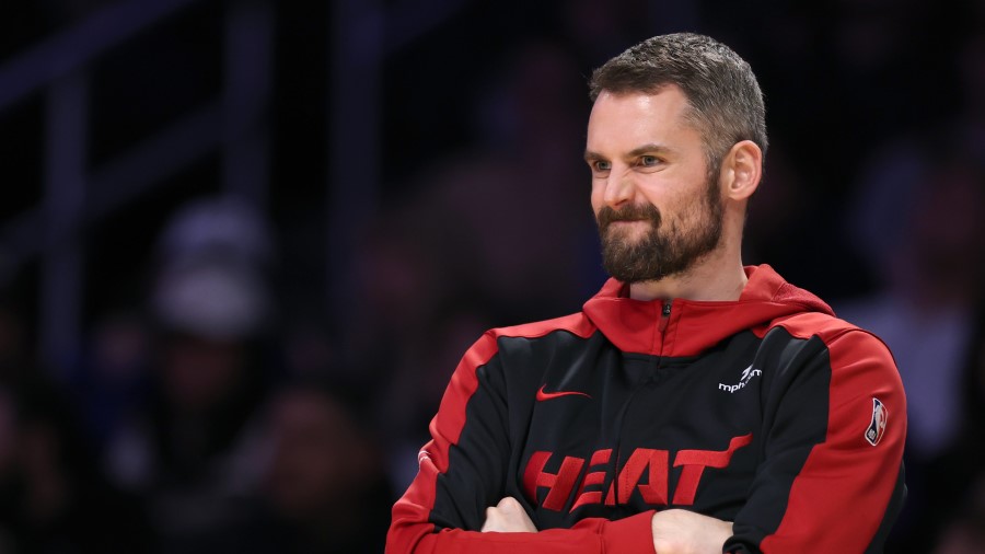 Kevin Love #42 of the Miami Heat...