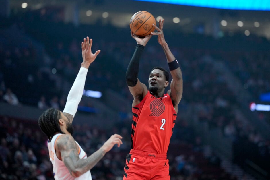 Los Angeles Lakers center Deandre Ayton during his time playing for the Portland Trail Blazers.